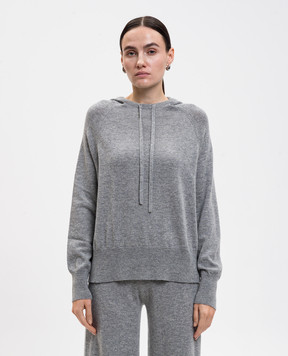 Allude Gray wool and cashmere hoodie 25517701