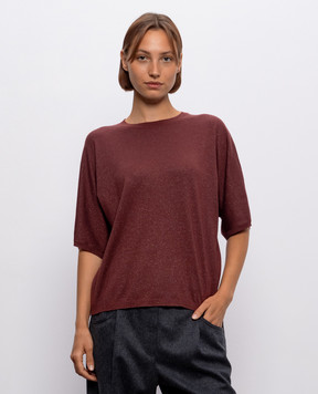 Brunello Cucinelli Burgundy cashmere and silk t-shirt M41835700P