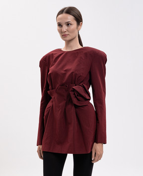 Magda Butrym Burgundy silk mini dress with accent shoulders DRESS41257926
