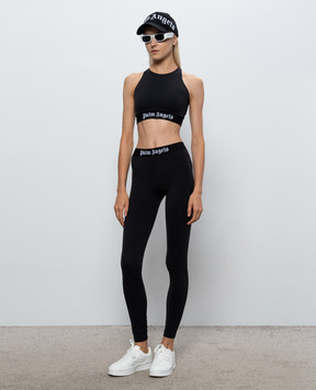 Palm Angels Black top with logo pattern PAWVO001FB001