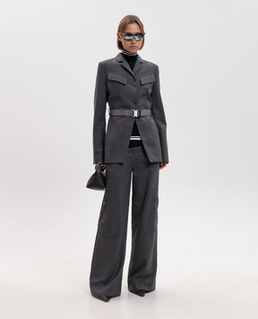 Off-White Gray wool jacket with belt 2FG00477T