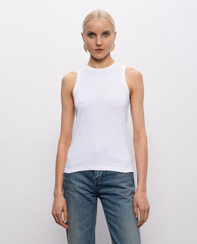 Saint Laurent White T-shirt with embroidered emblem 867125Y38BD