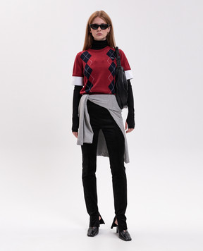 Juun.j Red wool top with geometric pattern JW6951W01Z