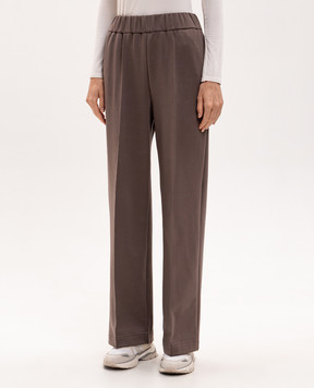 Moncler Brown pants with logo patch L20938H0000289A66