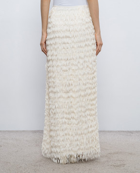 Peserico Ivory maxi skirt with fringe E0520908759