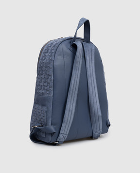 Orciani Laio Chevrette Blue Suede Backpack with Weaving P00711PEW