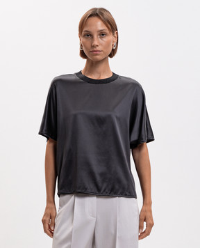 Peserico Gray silk blouse A06865B2372