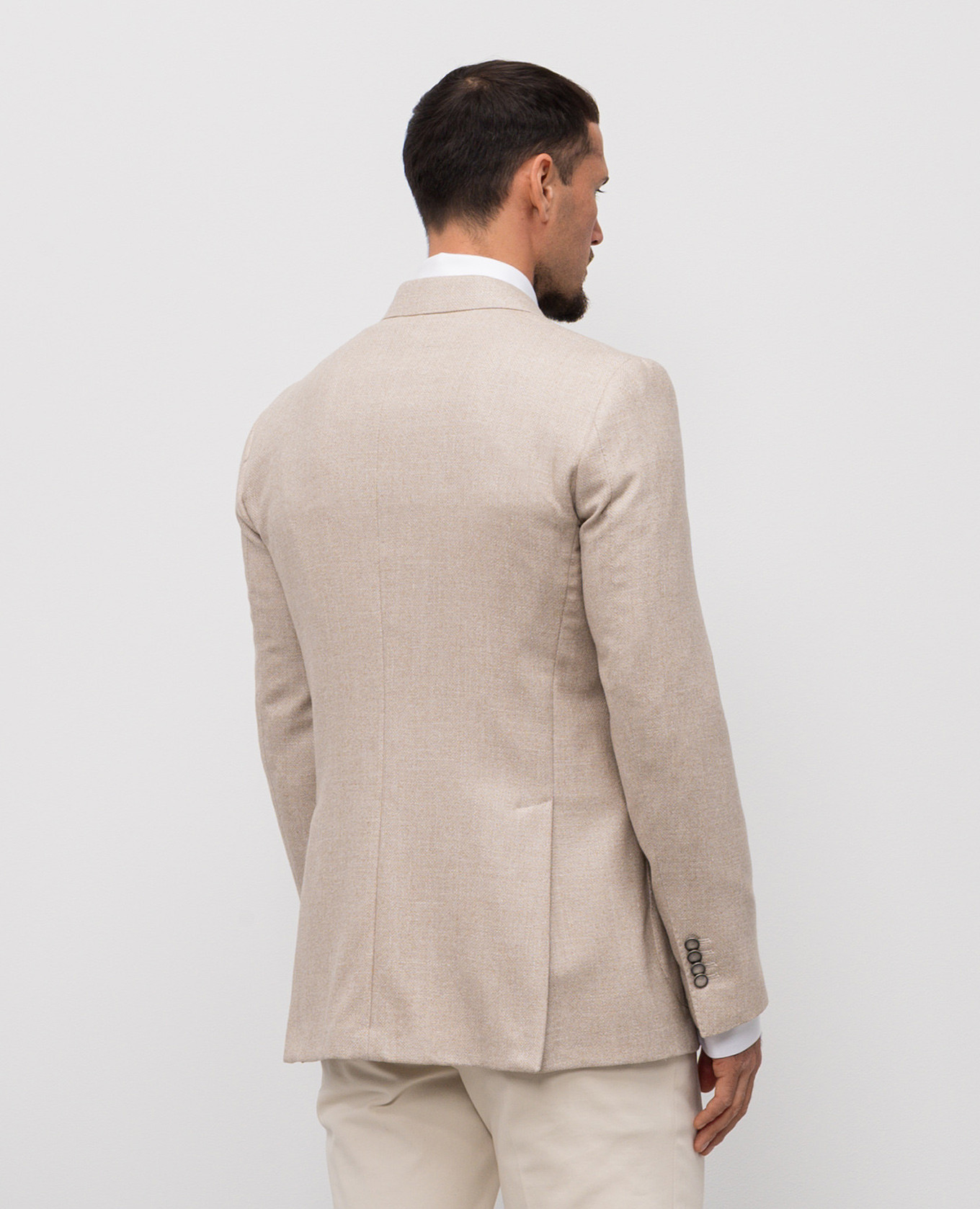 

Beige double-breasted blazer made of wool, silk and linen Pini Parma