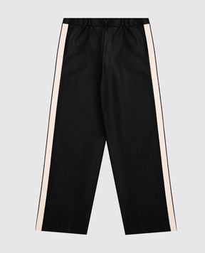 Palm Angels Children's black pants with branded ribbon F6PAJGPA166
