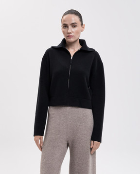 Allude Black cropped wool and cashmere cardigan 26517611