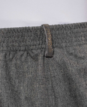 Fabiana Filippi Gray wool pants with monil chain PAD226F291M378