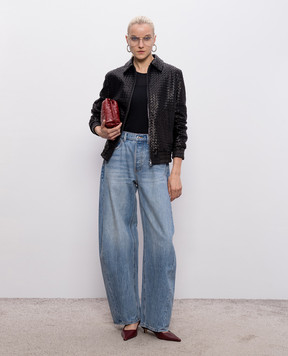 Babe Pay Pls Black leather jacket with braiding 2402BOTBOTTEGA