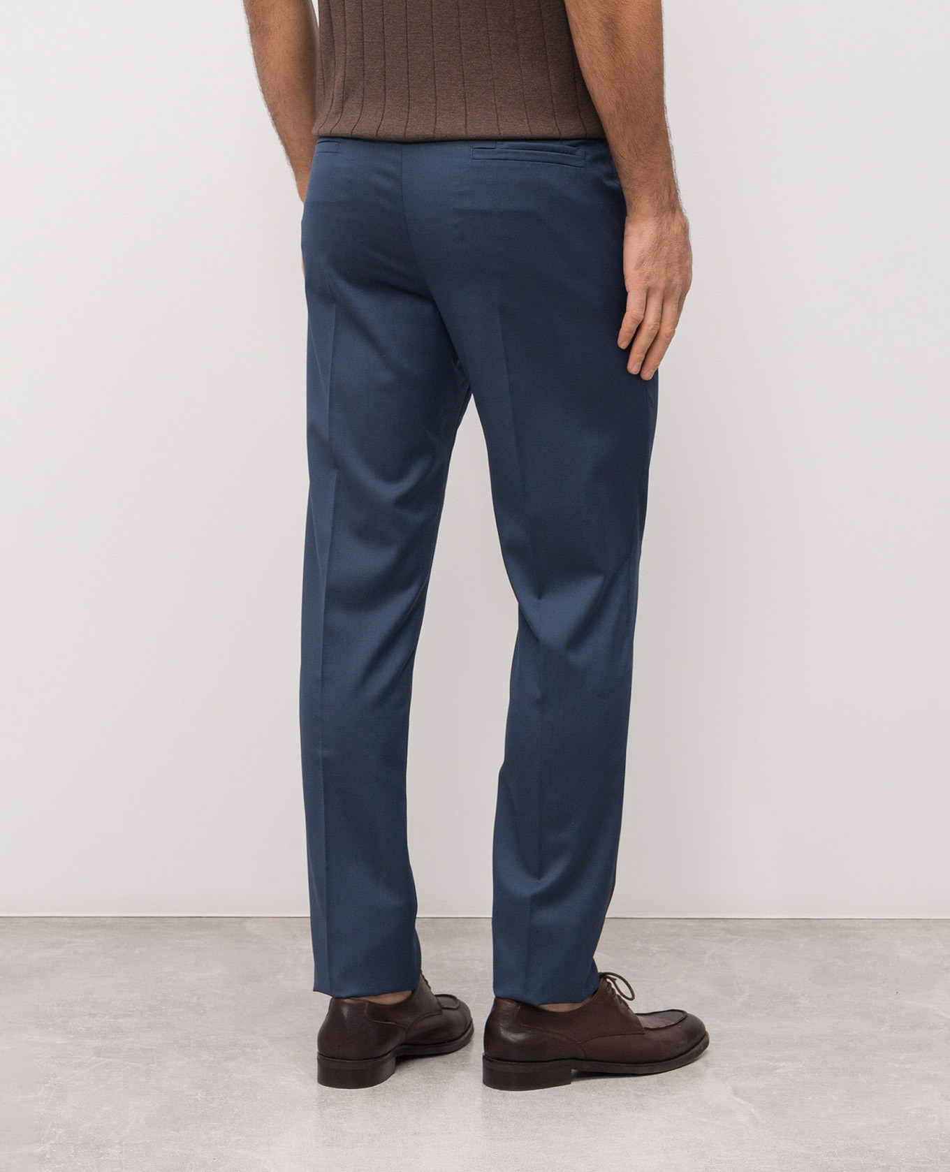 Blue wool trousers with logo Enrico Mandelli 4