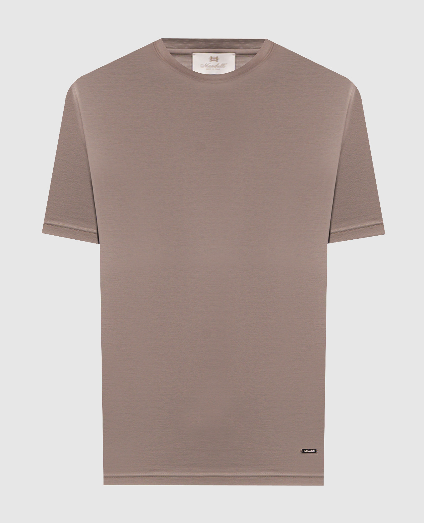 

Brown T-shirt with logo patch Enrico Mandelli