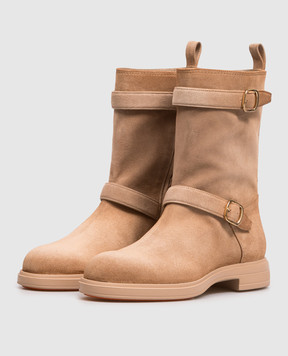 Santoni Beige suede boots WTYW72447PKVNHSY
