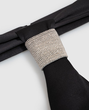 Peserico Dark blue tie with monil chain E3330506638