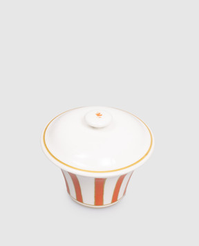 Geminiano Cozzi 1765 White porcelain lid for the Striche Arancio e Oro sugar bowl LGCMI67109053