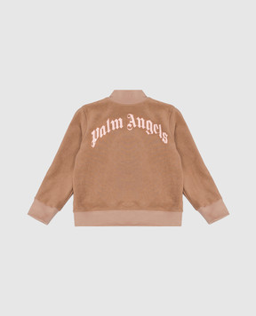Palm Angels Children's brown sports jacket with logo print F6PAJGJK131