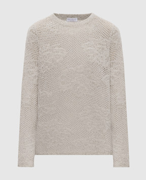 Brunello Cucinelli Gray openwork sweater with wool MFA790100