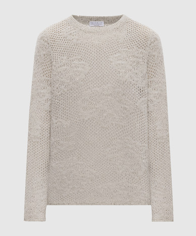 Gray openwork sweater with wool