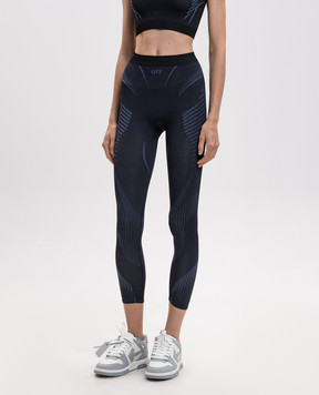 Off-White Blue leggings with logo pattern 2FH00405B