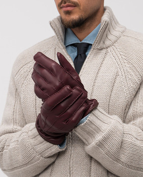 Brunello Cucinelli Burgundy leather gloves MPNGP93528