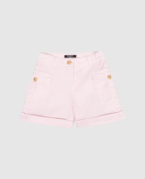 Balmain Children's pink denim shorts BY6A69Z3702810