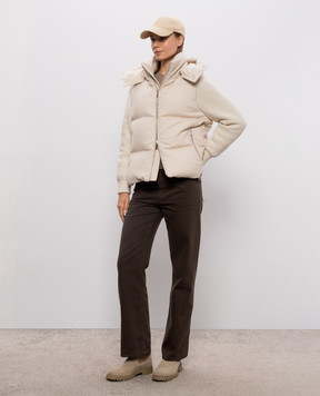 MooRER Beige GHIARA down jacket with removable sleeves GHIARALS9