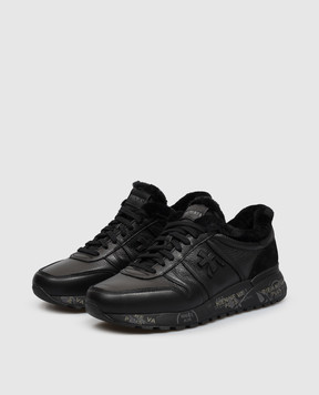 Premiata Lander black leather sneakers with fur LANDER8659M
