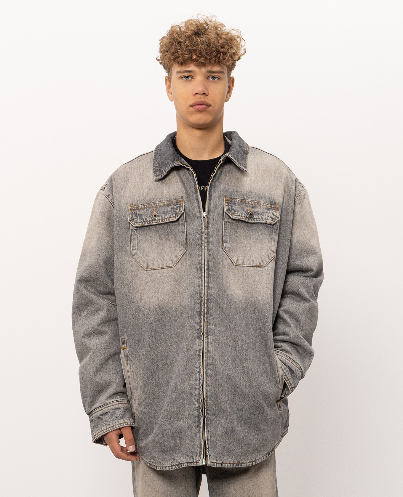 Gray denim shirt jacket Off-White 3