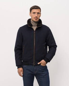 MooRER BELLATI blue wool and cashmere down jacket with fur BELLATILS9