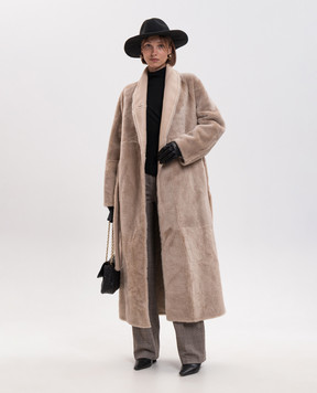 Yves Salomon Beige double-sided sheepskin coat 27WYM61230MERL