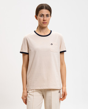 Moncler Beige T-shirt with logo patch L10938C0001989AUO