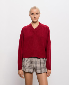 Twinset Burgundy sweater with fringe 262TT3211