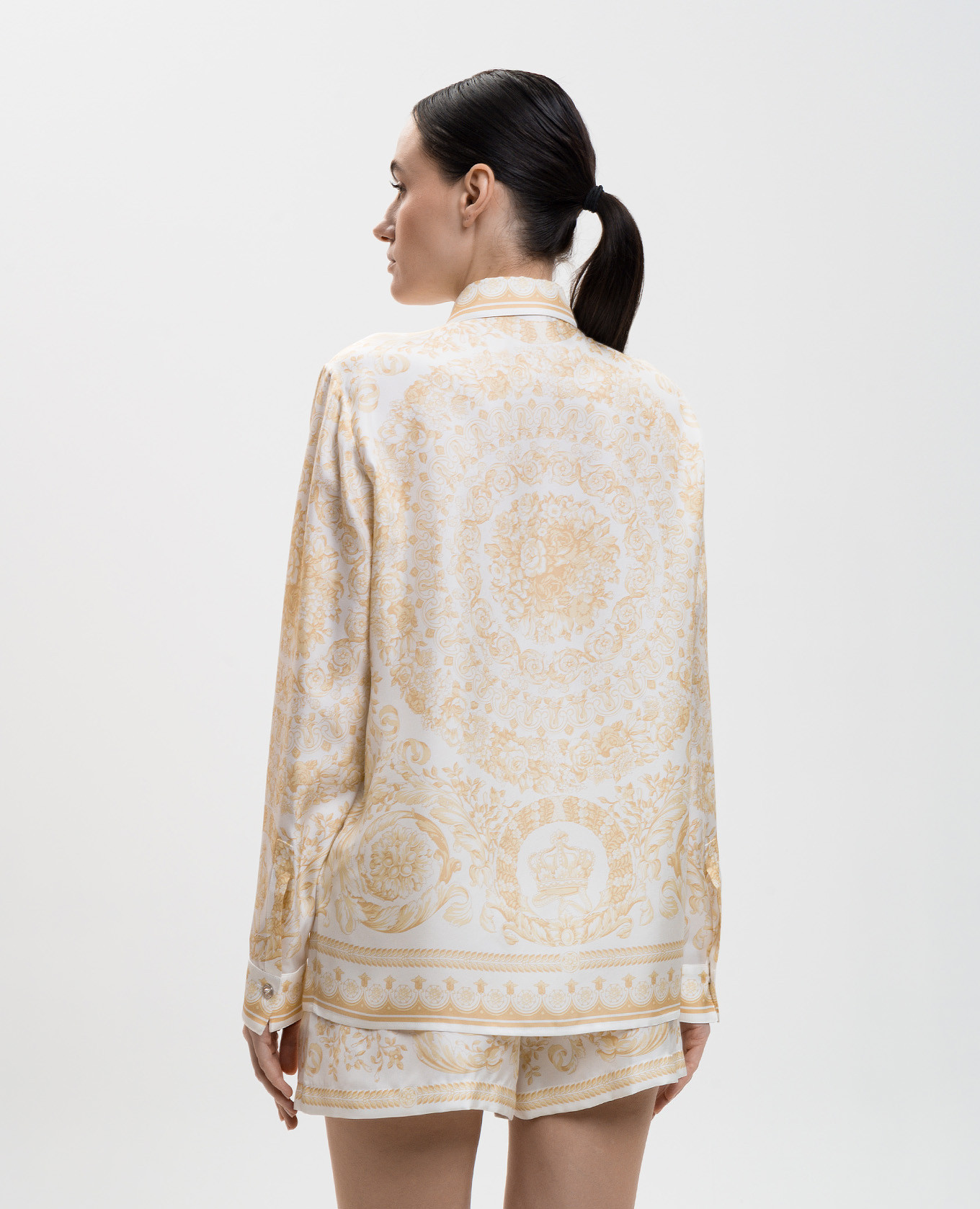 White silk blouse with Barocco Jacquard print Versace 4