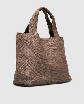 Alma Tonutti Brown leather woven tote bag 5324