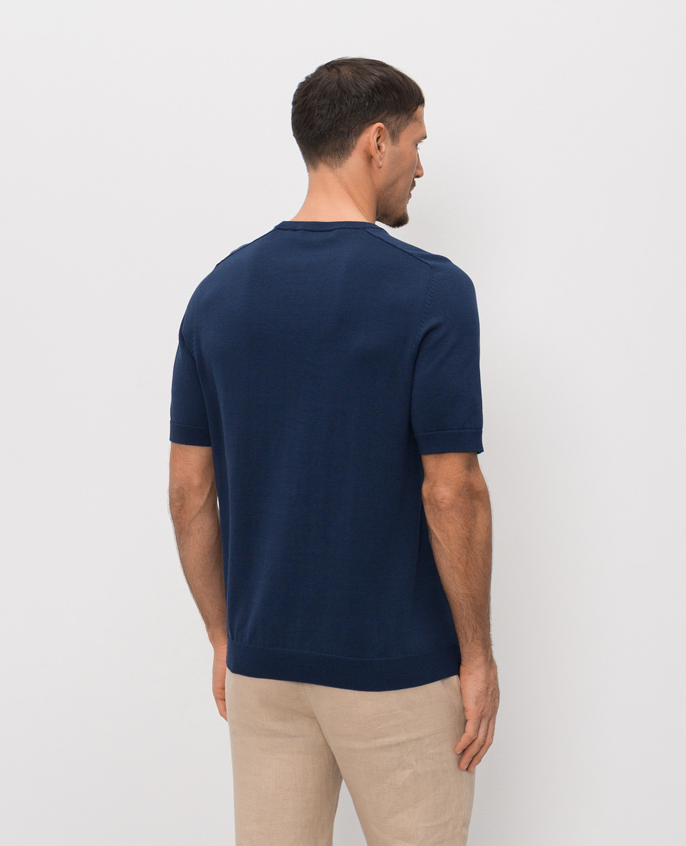 

Blue silk T-shirt with embroidered emblem Trussardi