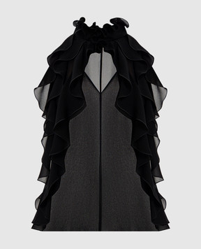 Alexander McQueen Black silk top with ruffles 846784QBADS