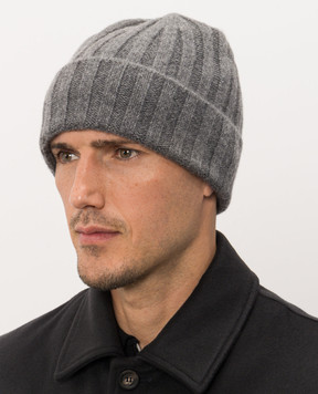 Castangia dal 1850 Grey ribbed cashmere hat CACHEMIREHAT