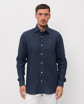 Enrico Mandelli Blue linen shirt CUBANA5701