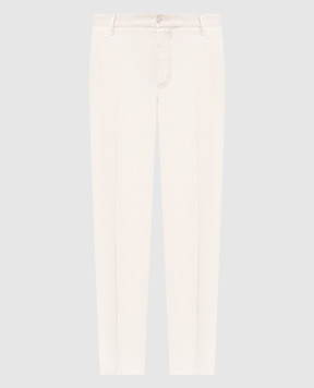 Stefano Ricci Ivory linen and silk trousers M8T61B0050TXFIL