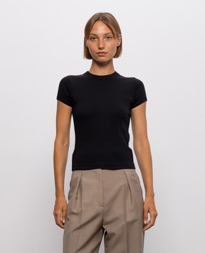 Saint Laurent Black T-shirt with monogram embroidery 869630Y38BD