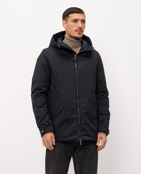 MooRER Dark blue down jacket PERICLE PERICLEADS