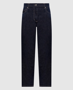 Peserico Blue linen jeans with logo patch P04621L1207934