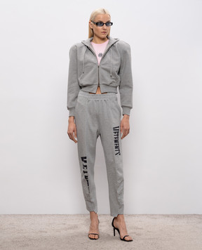 Vetements Grey cropped sports jacket with accent shoulders WE76ZU503G