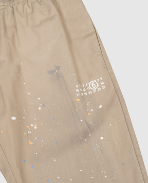 Maison Margiela MM6 Children's brown pants with a paint splatter print M60953MM07B