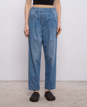 Brunello Cucinelli Blue jeans with a chain MH192P5566