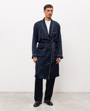 Zimmerli Blue silk robe 600075131447