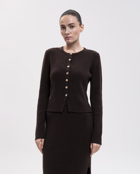 Allude Brown wool and cashmere cardigan 26517080