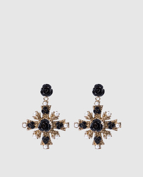 CelesteG Gold earrings with textured roses 2185